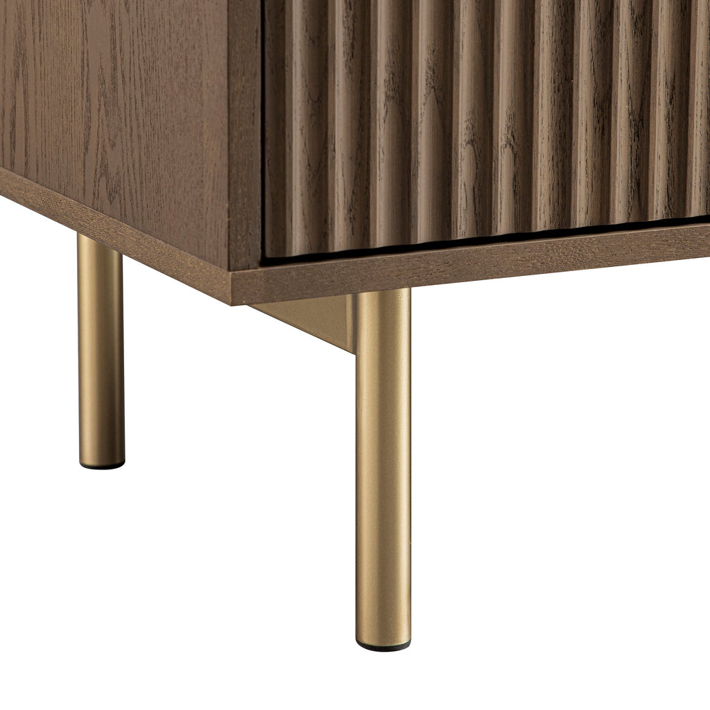 Richmond Ridged 2-Door Cabinet with Drawers, Dark Ash