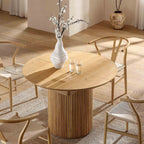 Maru Round 4-6 Seater Extending Oak Pedestal Dining Table, Oak
