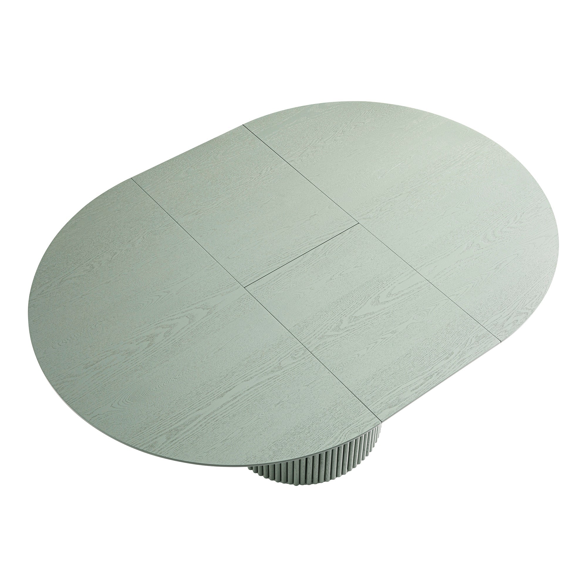 Maru Round 4-6 Seater Extending Oak Pedestal Dining Table, Sage Green