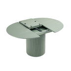 Maru Round 4-6 Seater Extending Oak Pedestal Dining Table, Sage Green