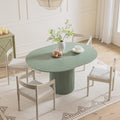 Maru Round 4-6 Seater Extending Oak Pedestal Dining Table, Sage Green
