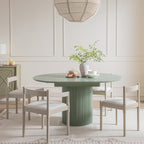 Maru Round 4-6 Seater Extending Oak Pedestal Dining Table, Sage Green