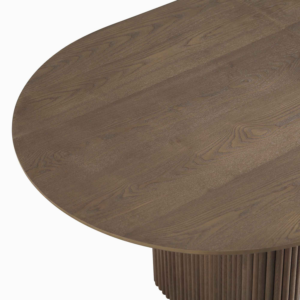 Maru Oval 6-8 Seater Extending Oak Pedestal Dining Table, Silver Oak