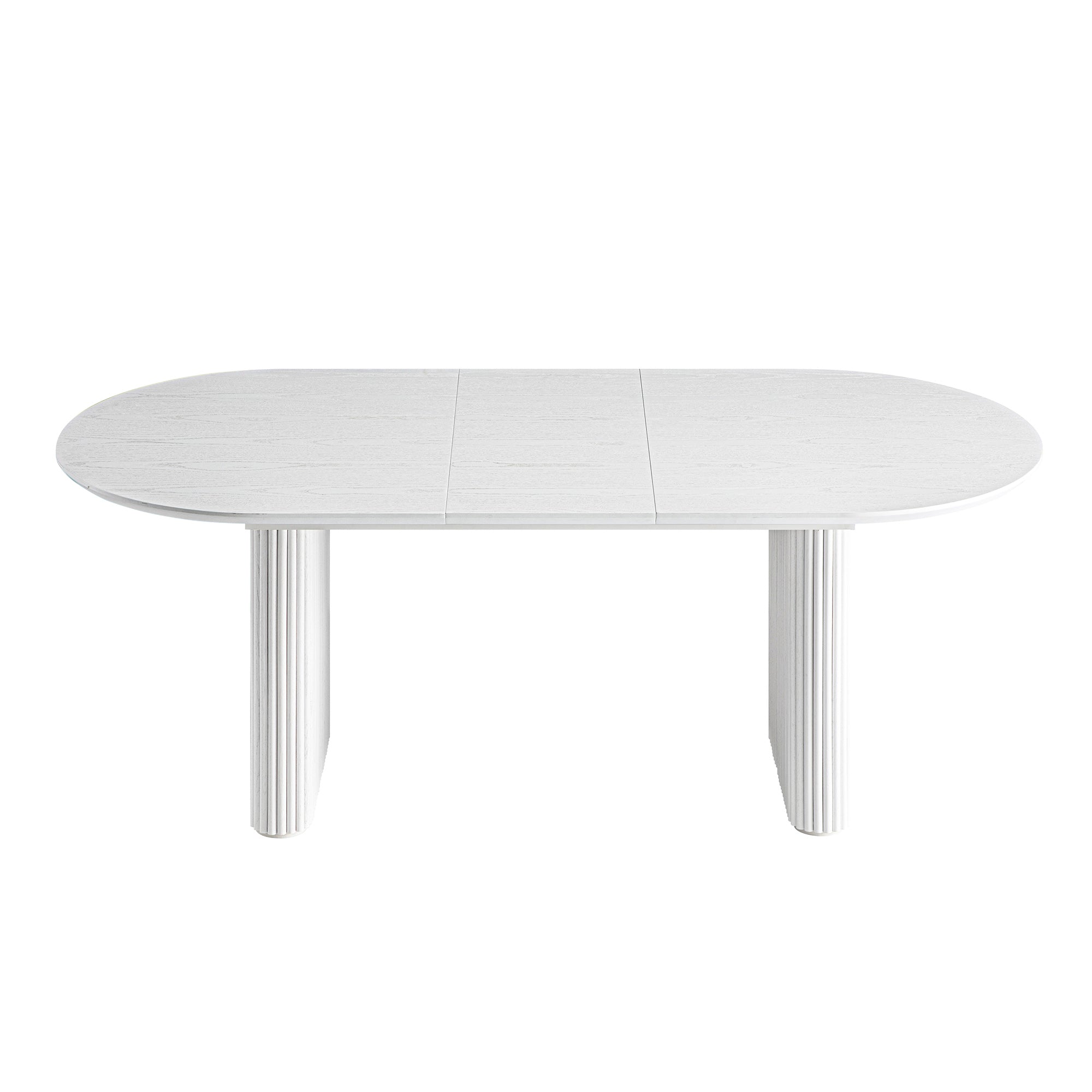Maru Oval 6-8 Seater Extending Oak Pedestal Dining Table, Washed White
