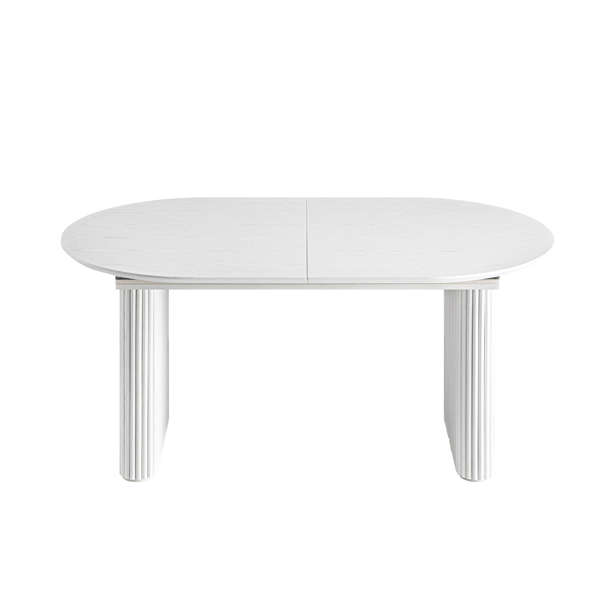 Maru Oval 6-8 Seater Extending Oak Pedestal Dining Table, Washed White