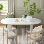 Maru Oval 6-8 Seater Extending Oak Pedestal Dining Table, Washed White