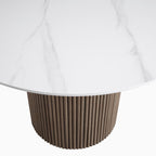 Maru Ceramic Top Silver Oak Pedestal Round Dining Table