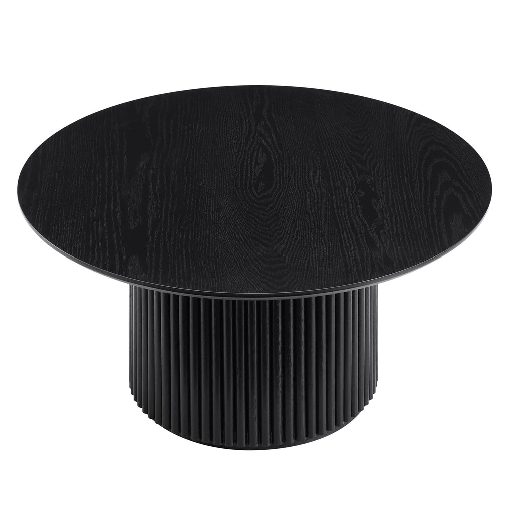 Maru Round Oak Pedestal Coffee Table, Black