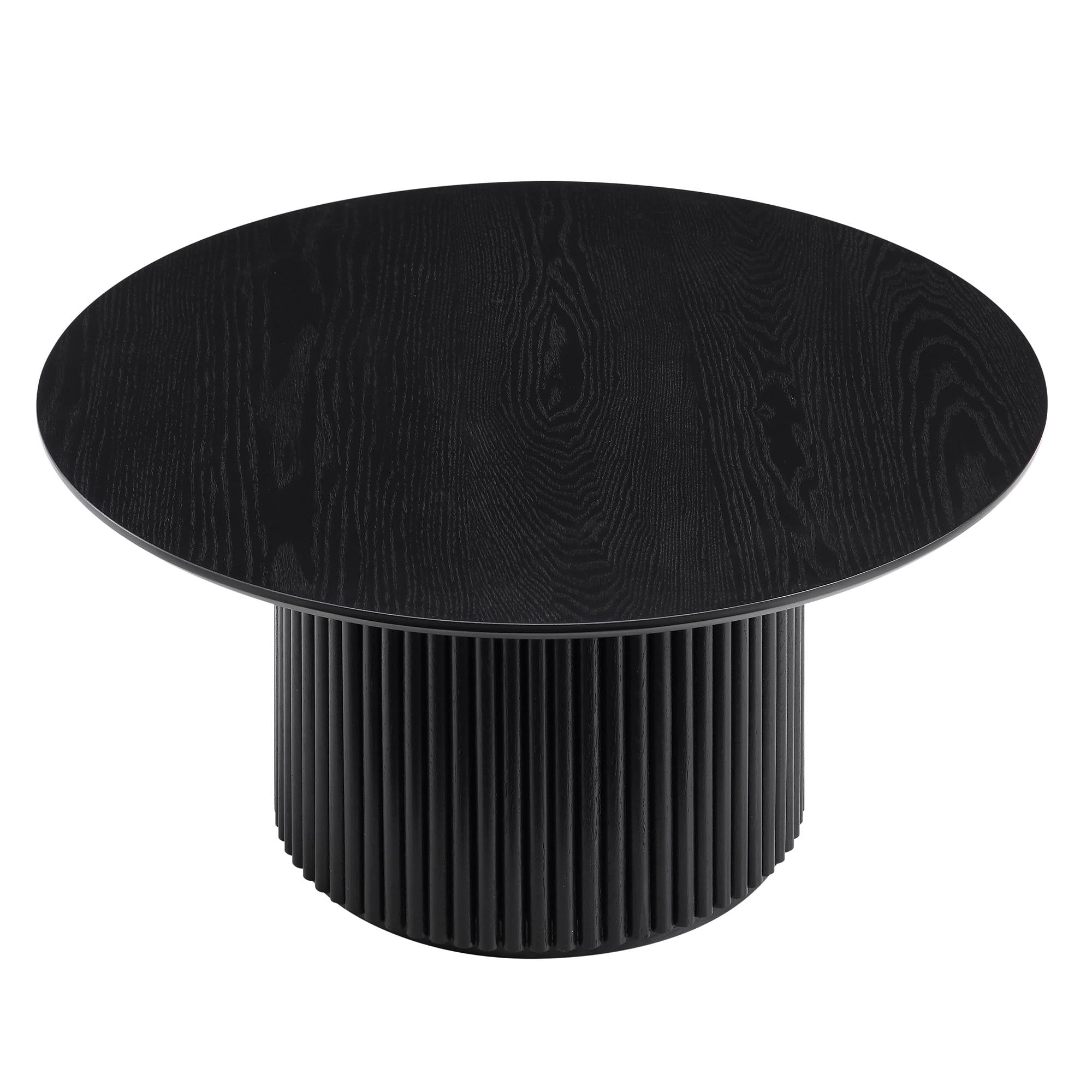 Maru Round Oak Pedestal Coffee Table, Black