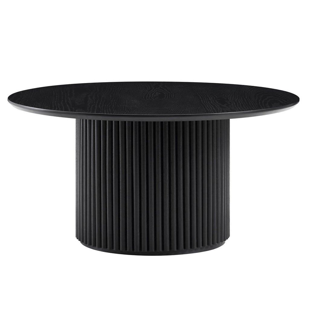 Maru Round Oak Pedestal Coffee Table, Black