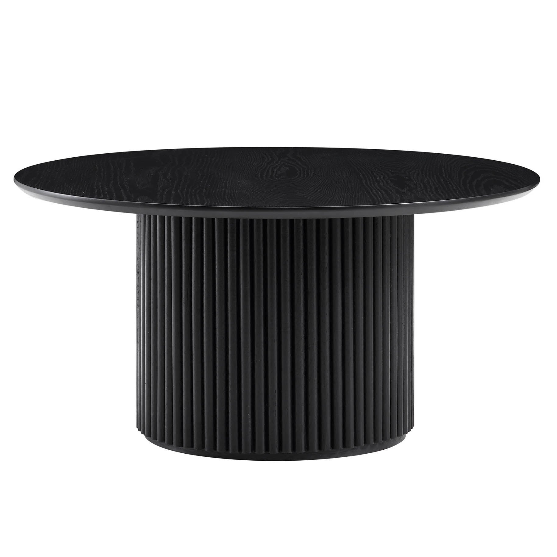 Maru Round Oak Pedestal Coffee Table, Black