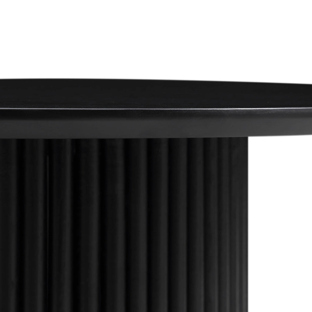 Maru Round Oak Pedestal Coffee Table, Black