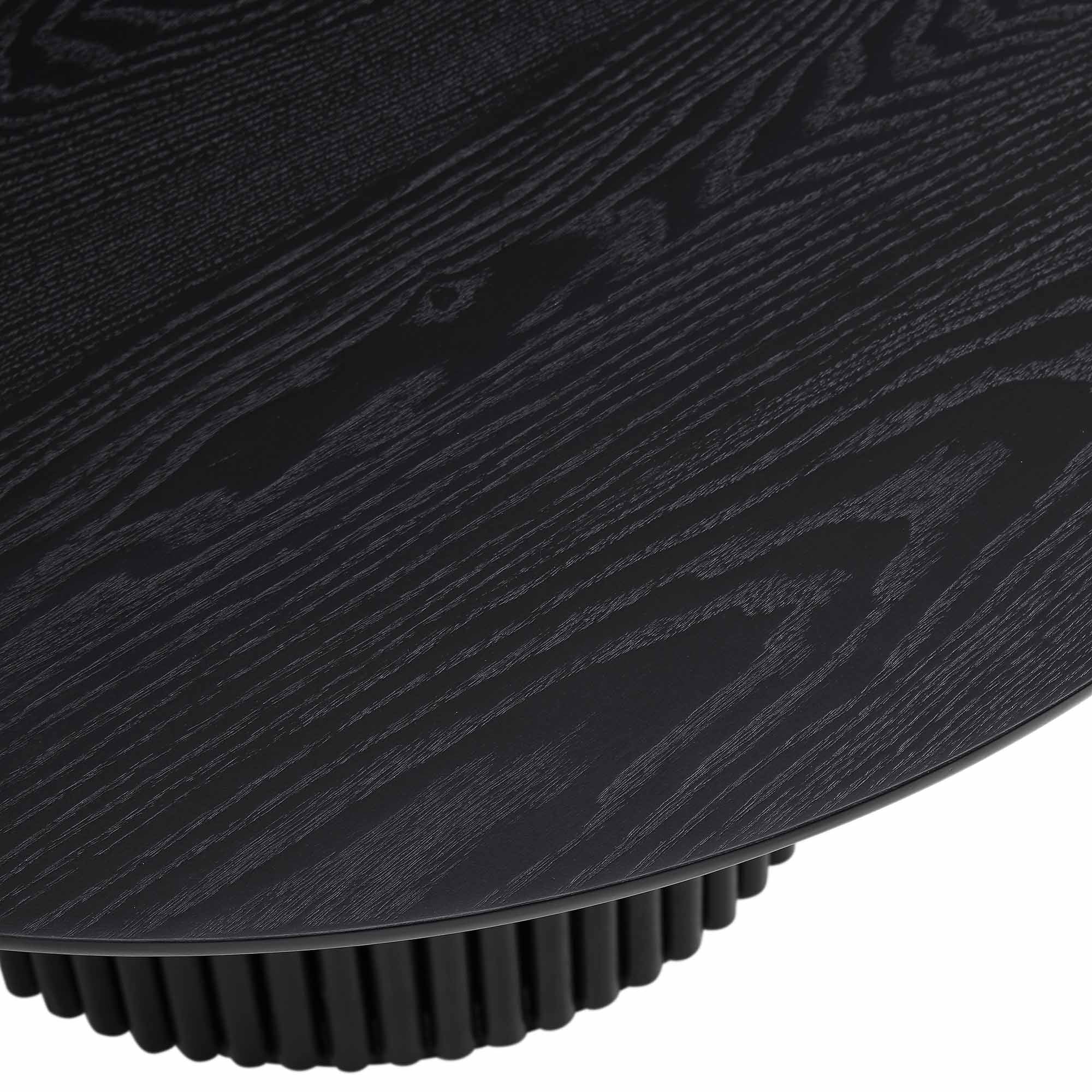 Maru Round Oak Pedestal Coffee Table, Black