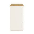 Agnes Curved Edge Chest of 6 Drawers, Off White with Oak Top