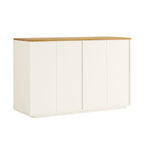 Agnes Curved Edge Chest of 6 Drawers, Off White with Oak Top