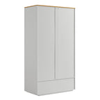 Agnes Curved Edge Double Wardrobe, Dove Grey with Oak Top