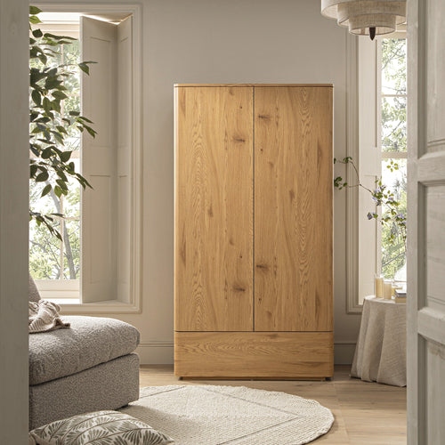 Agnes Curved Edge Double Wardrobe, Natural