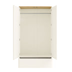 Agnes Curved Edge Double Wardrobe, Off White with Oak Top