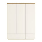 Agnes Curved Edge Triple Wardrobe, Off White with Oak Top