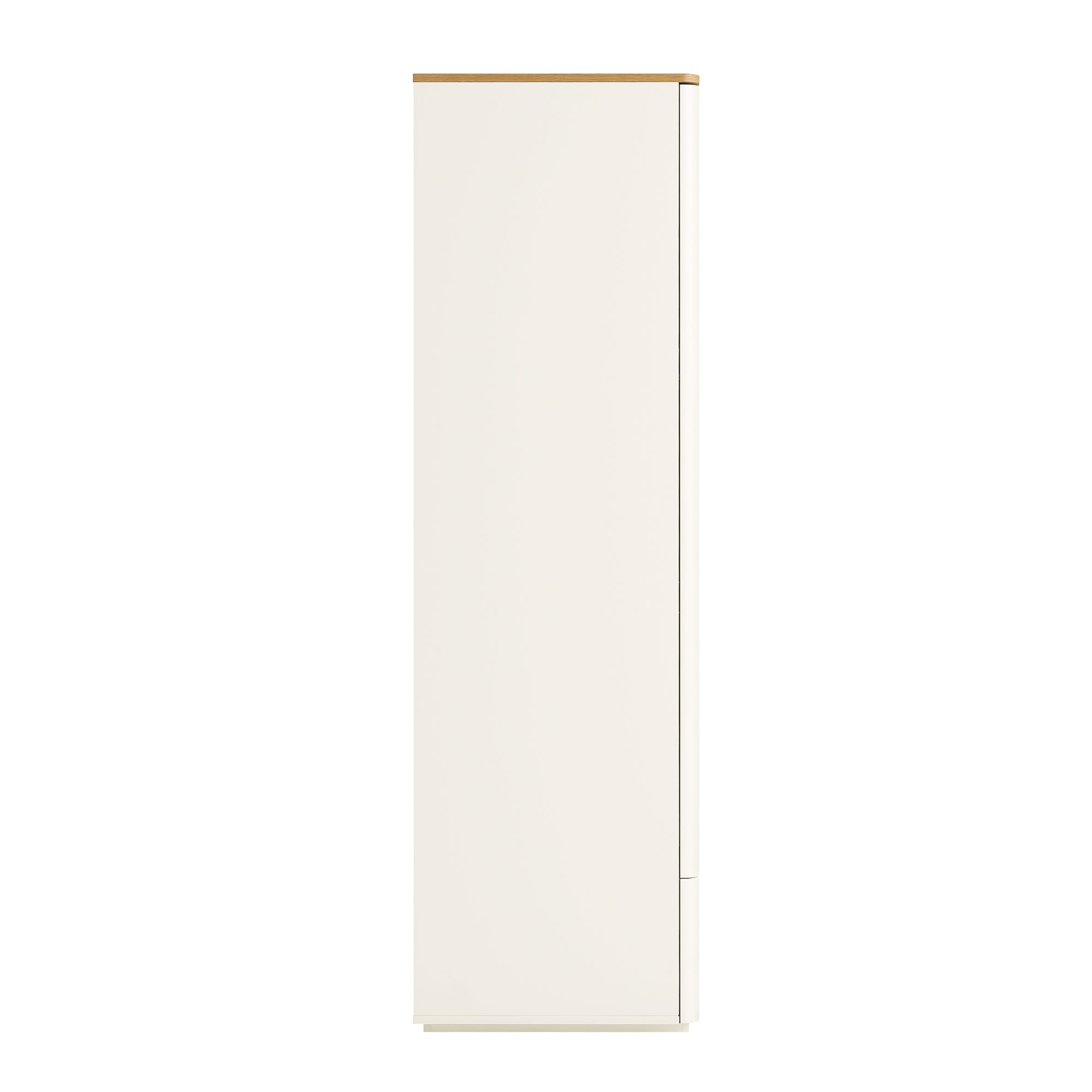 Agnes Curved Edge Triple Wardrobe, Off White with Oak Top