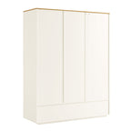 Agnes Curved Edge Triple Wardrobe, Off White with Oak Top