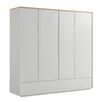 Agnes Curved Edge 4-Door Wardrobe, Dove Grey with Oak Top