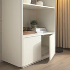 Agnes Curved Edge Bookcase, Off White with Oak Top