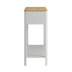 Agnes Curved Edge 2 Drawer Console Table, Dove Grey with Oak Top