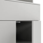 Agnes Curved Edge Dresser, Dove Grey with Oak Top