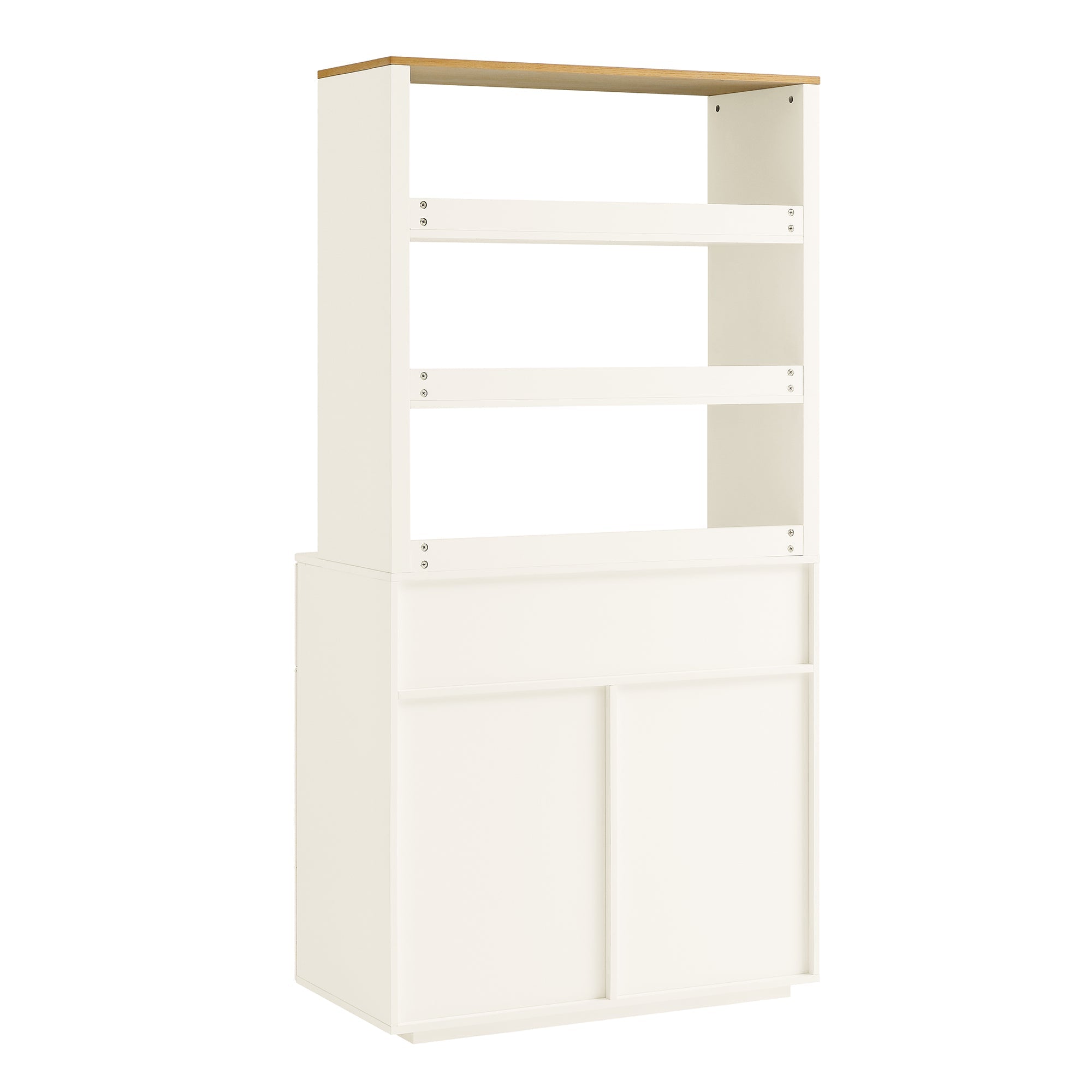 Agnes Curved Edge Dresser, Off White with Oak Top