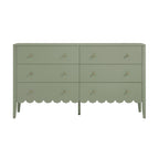 Henley Scalloped Edge 6 Drawer 140cm Wide Chest, Sage Green