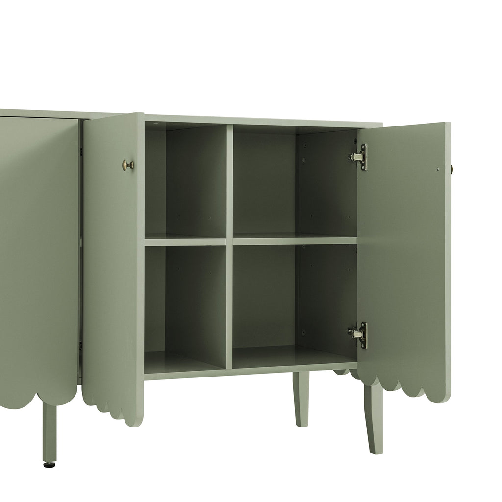 Henley Scalloped Edge 150cm Wide Sideboard, Sage Green