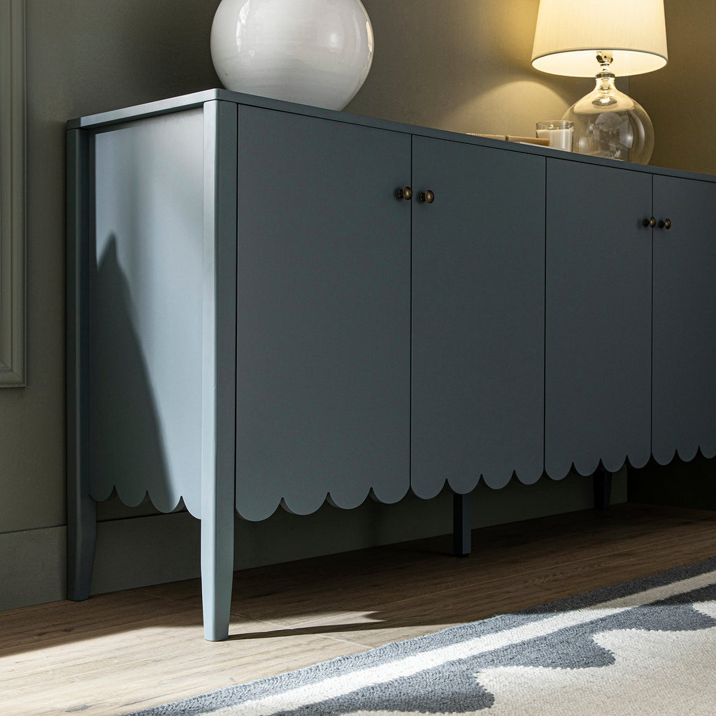 Henley Scalloped Edge 150cm Wide Sideboard, Blue Spruce