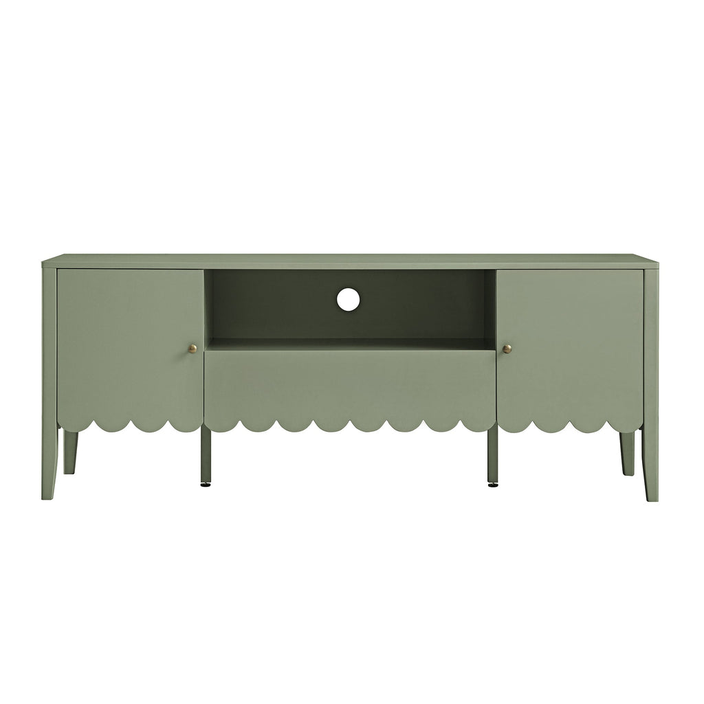 Henley Scalloped Edge 150cm Wide TV Unit, Sage Green