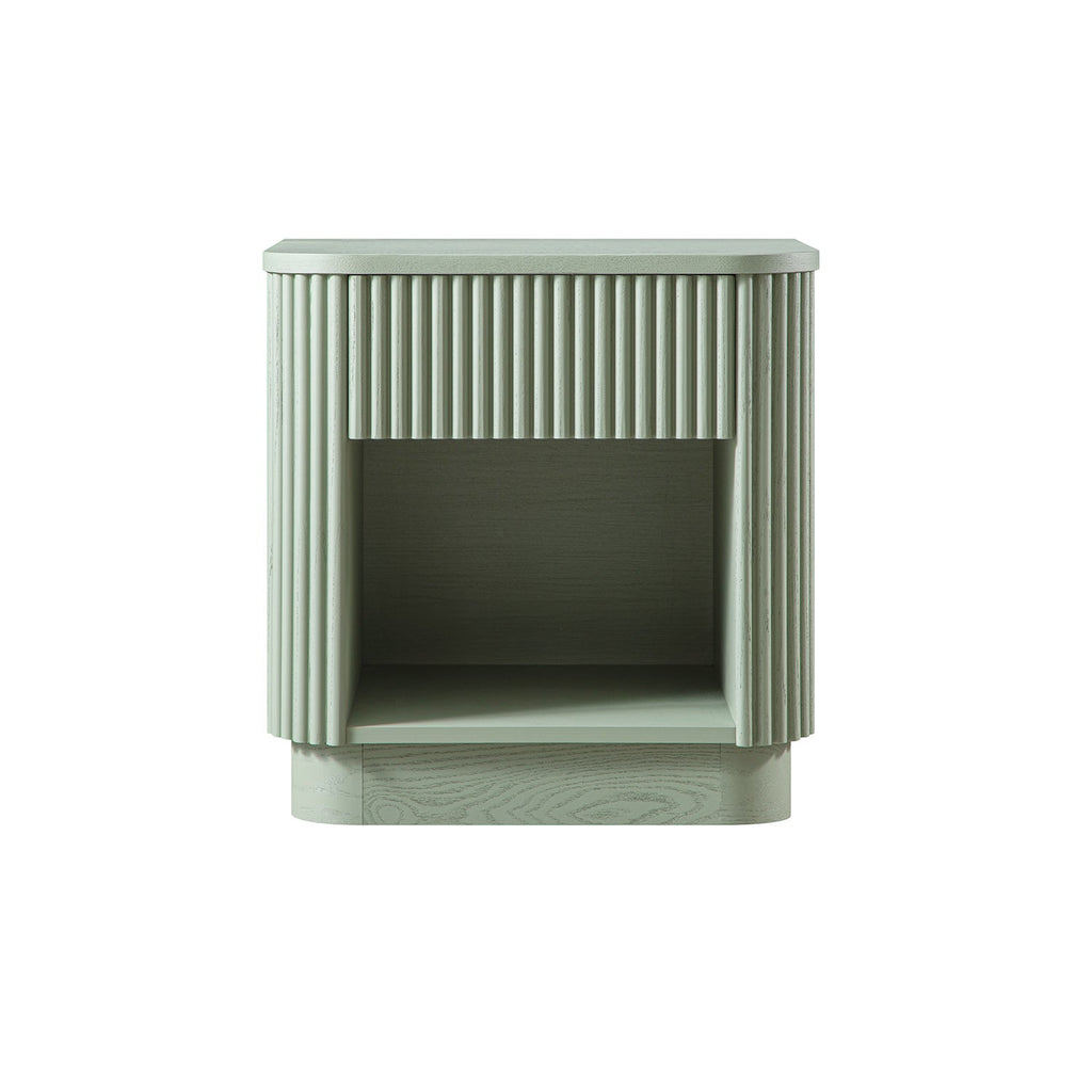 Maru 1-Drawer Bedside Table, Sage Green