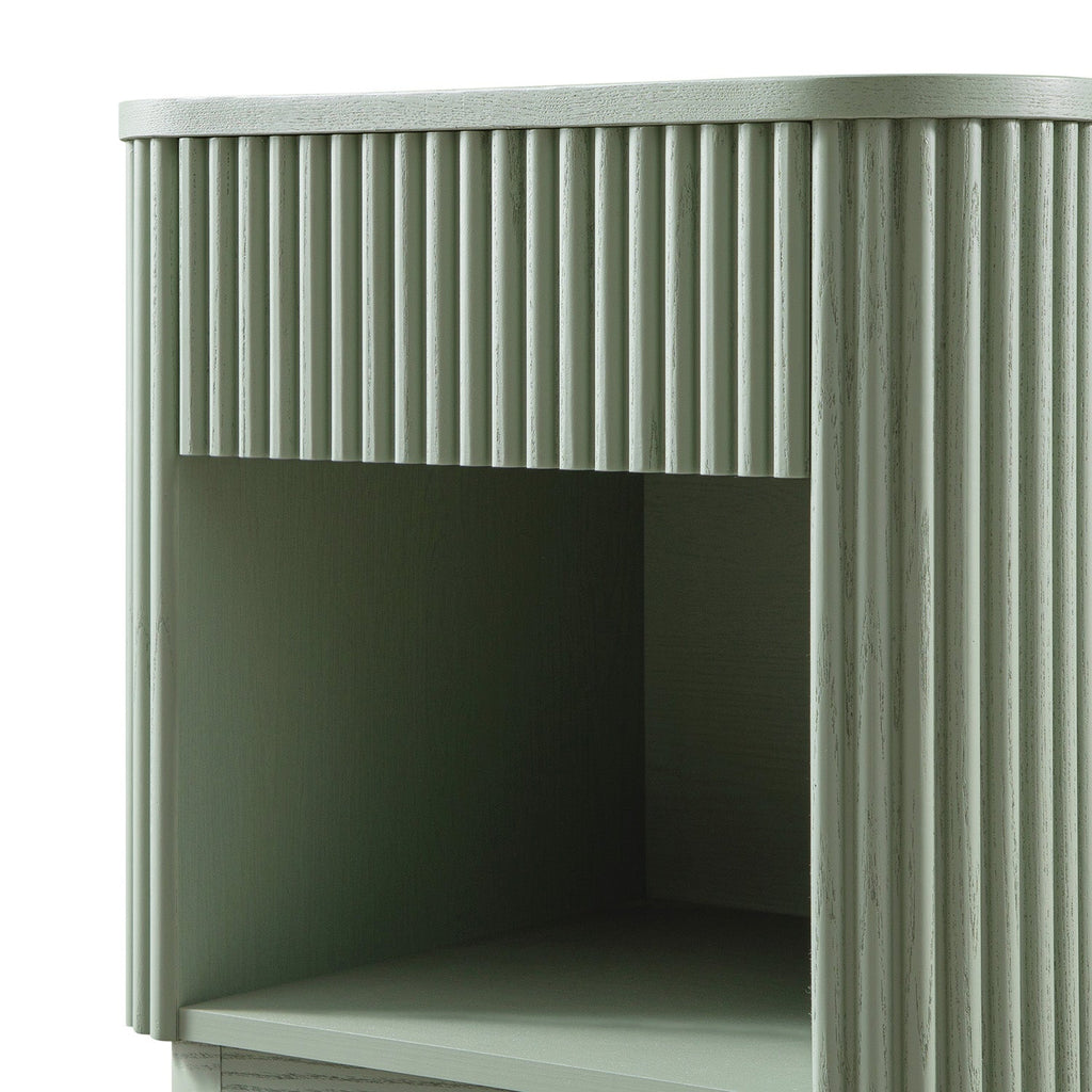 Maru 1-Drawer Bedside Table, Sage Green