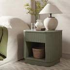 Maru 1-Drawer Bedside Table, Sage Green