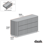 Maru Chest of 6 Drawers, Silver Oak