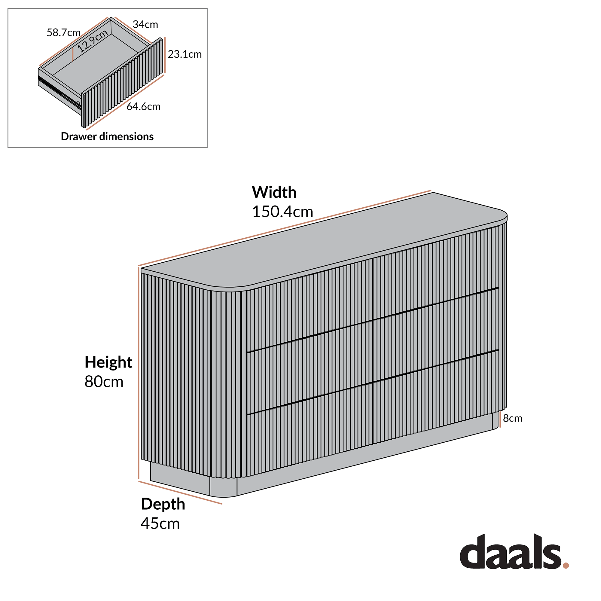 Maru Chest of 6 Drawers, Sage Green