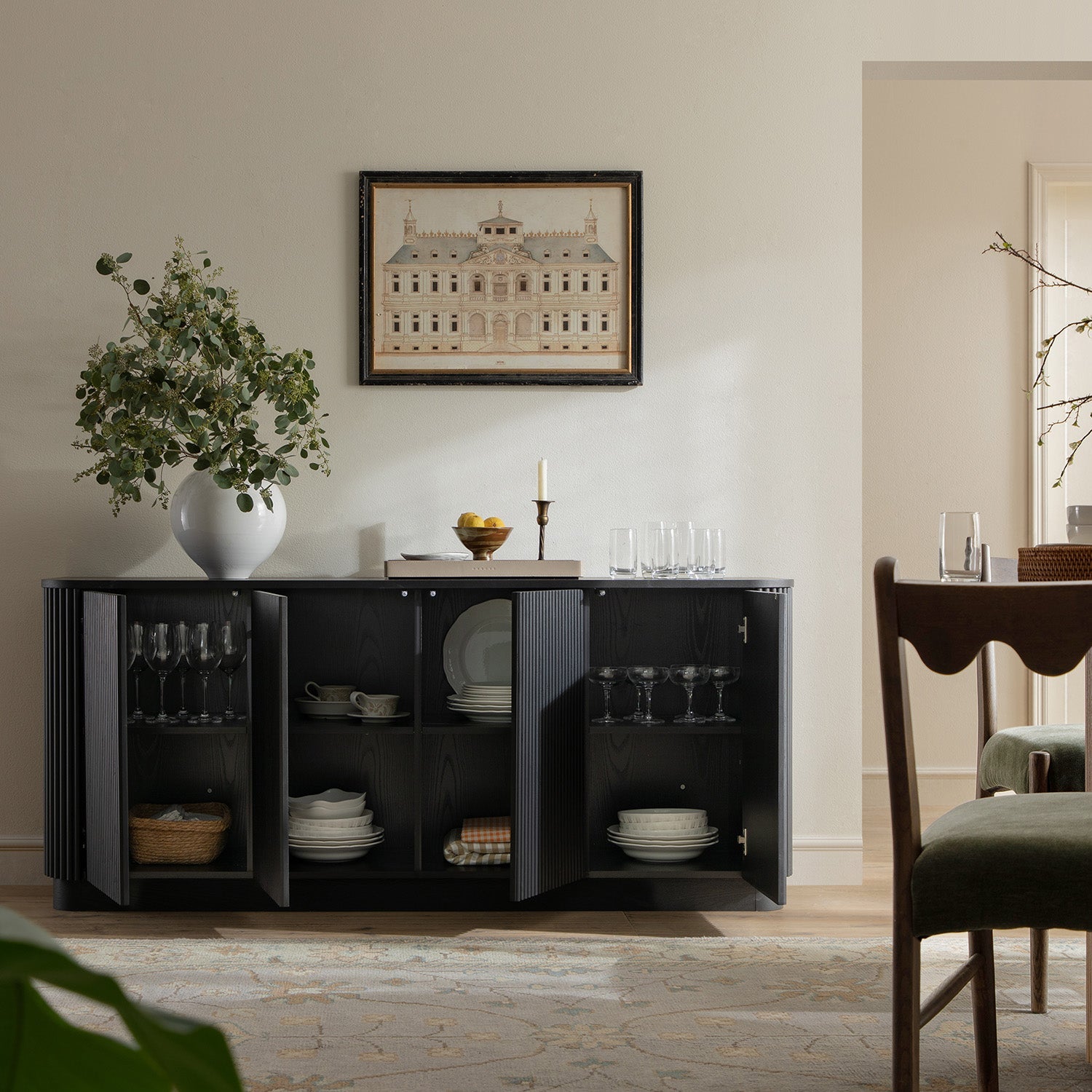 Maru Large 4-Door Sideboard, Black