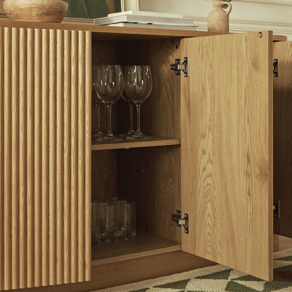 Maru Large 4-Door Sideboard, Oak