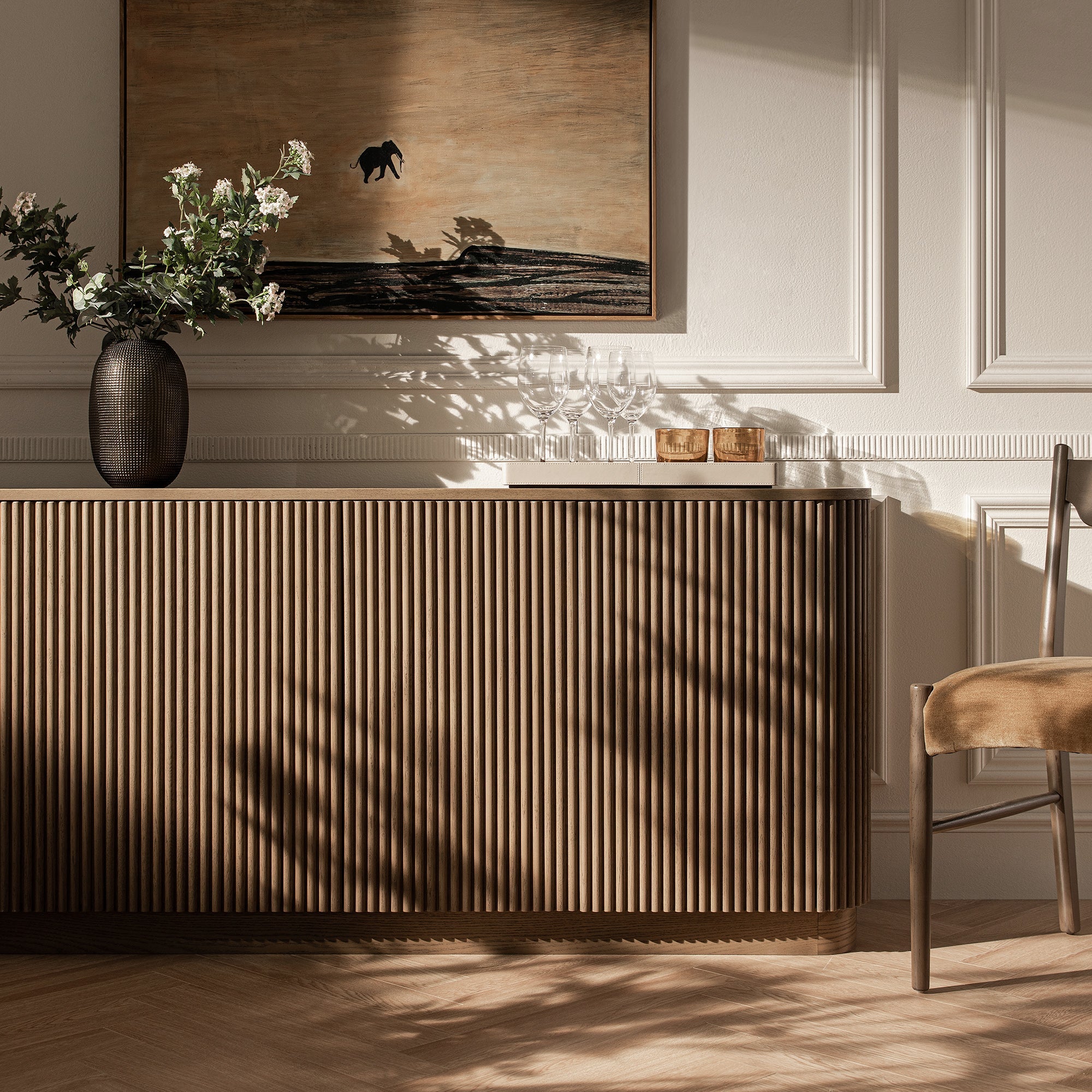 Maru Large 4-Door Sideboard, Silver Oak