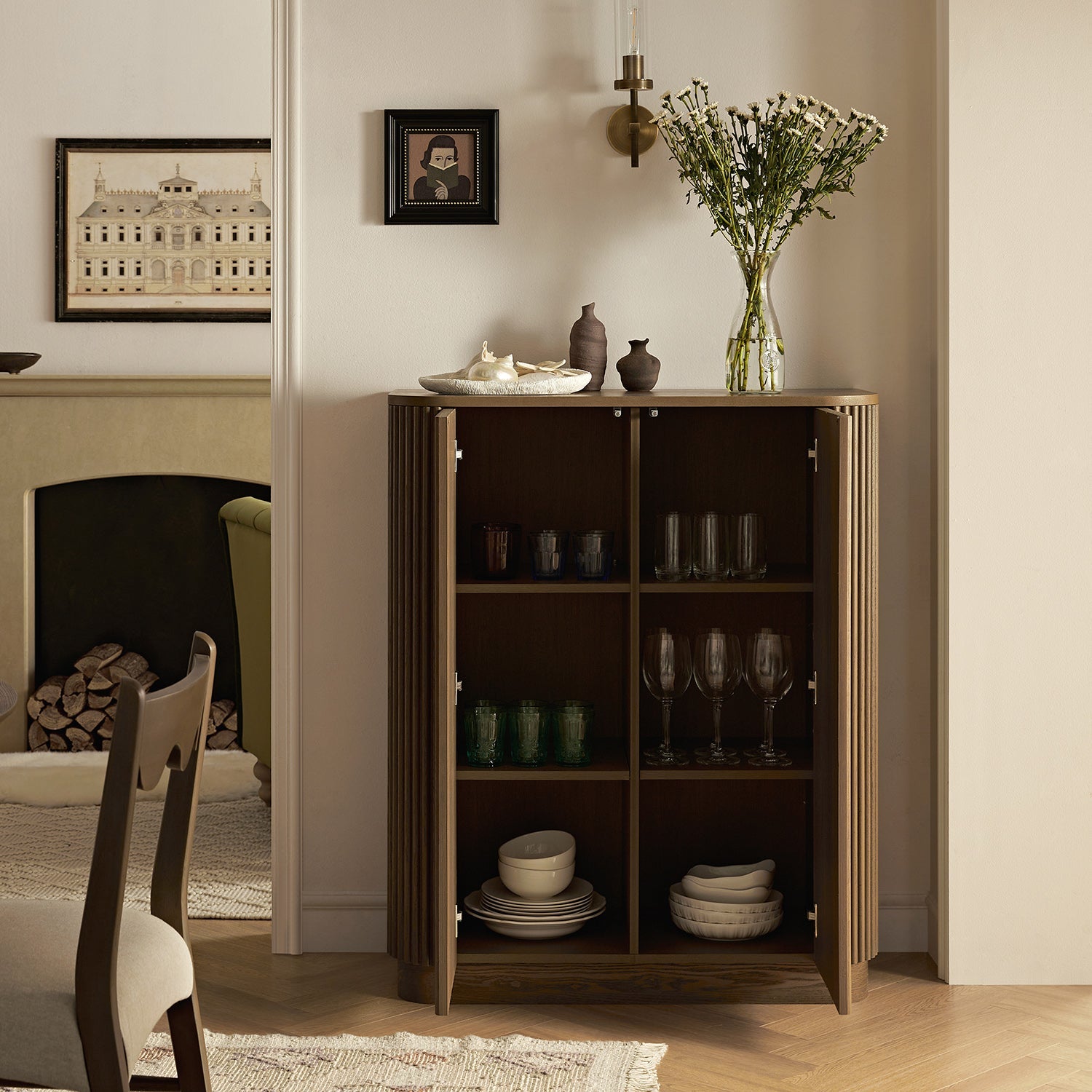 Maru Tall Cabinet, Silver Oak