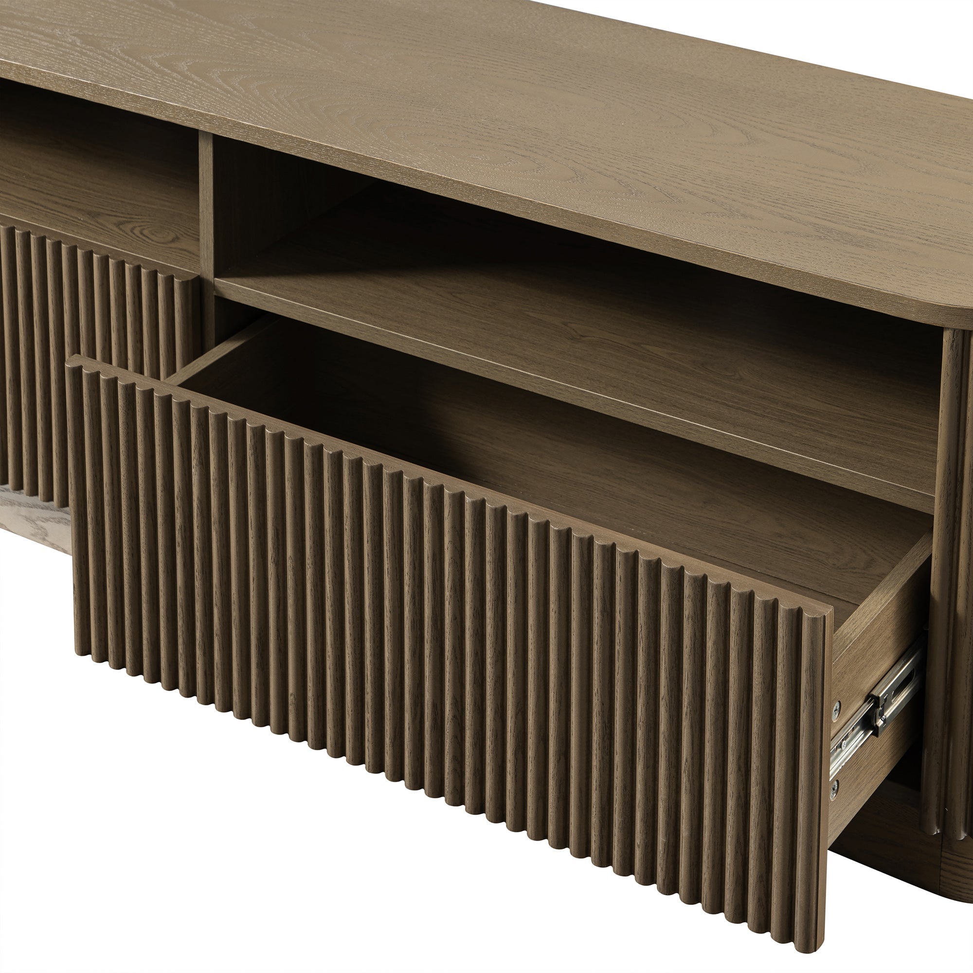 Maru 162cm TV Unit with Drawers, Silver Oak