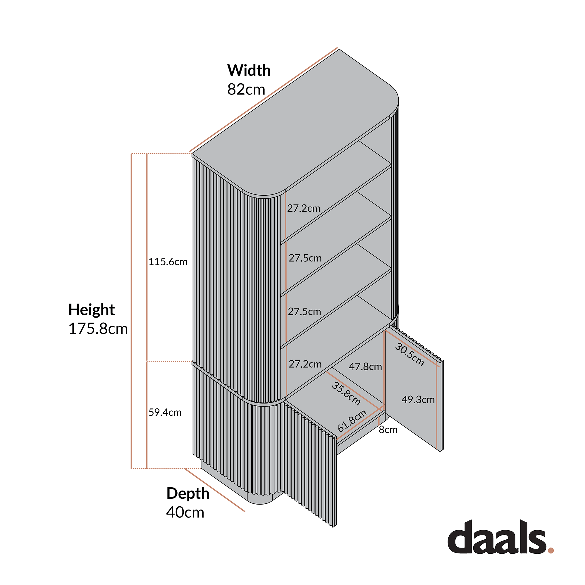 Maru Bookcase with Cabinet, Washed White