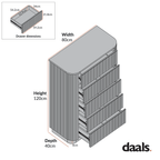 Maru Chest of 5 Drawers, Washed White