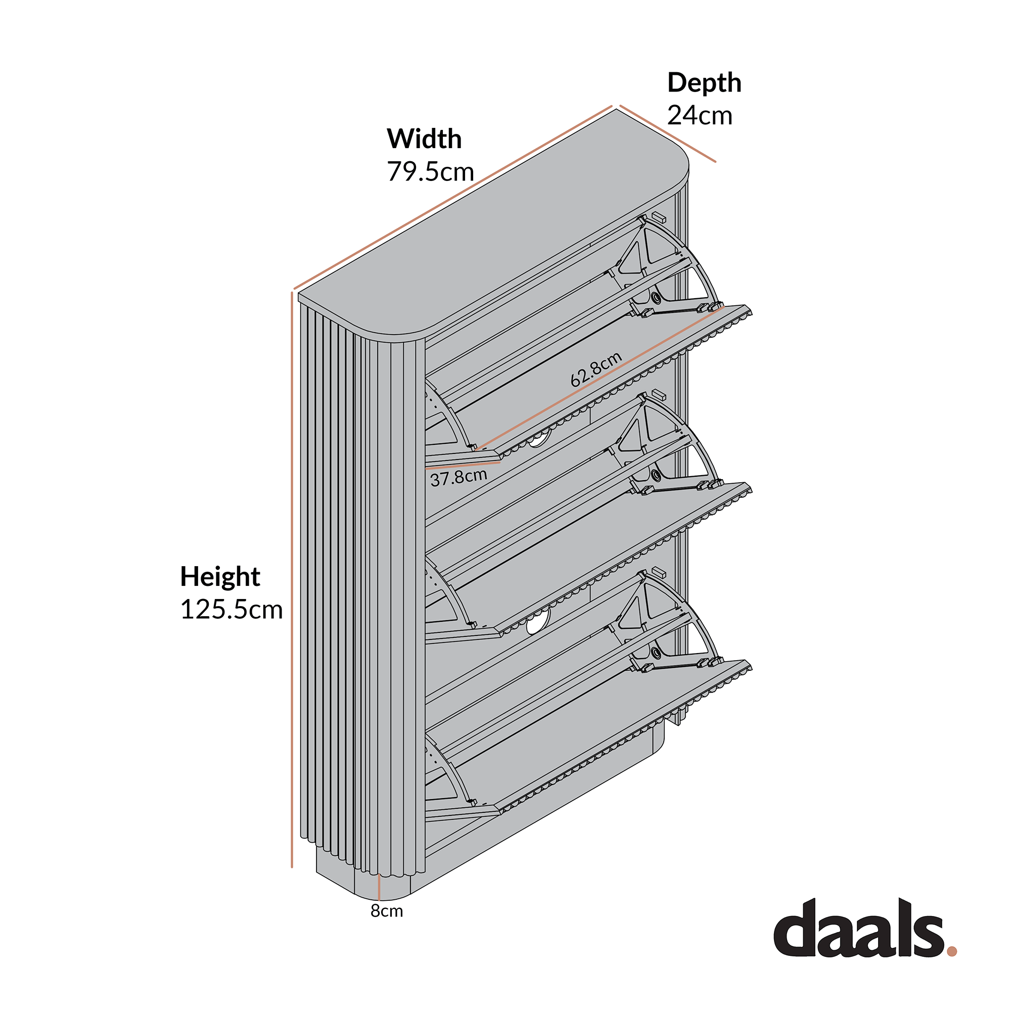 Maru 3-Door Shoe Storage Cabinet, Washed White