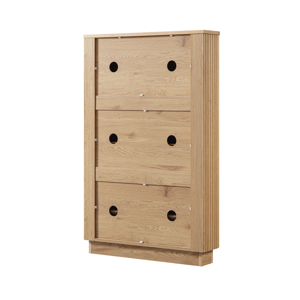 Maru 3-Door Shoe Storage Cabinet, Oak