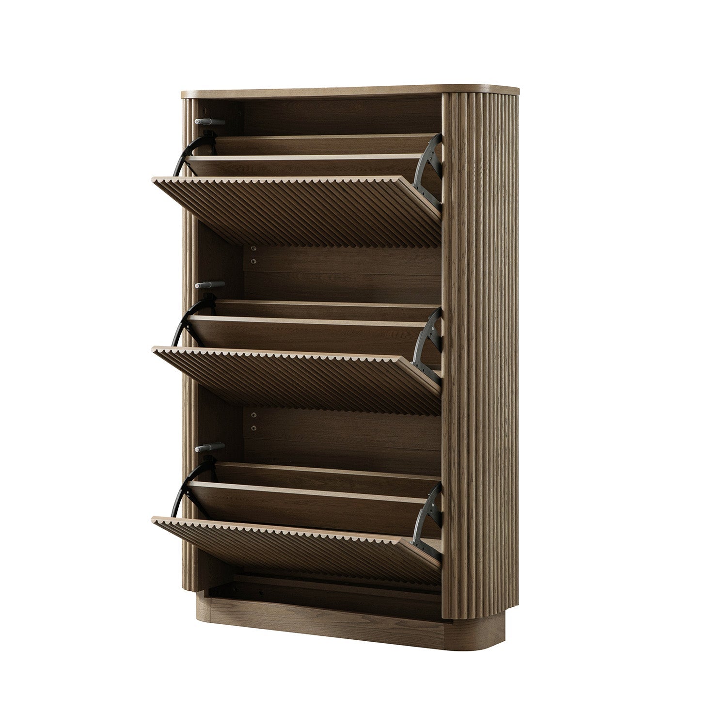 Maru 3-Door Shoe Storage Cabinet, Silver Oak