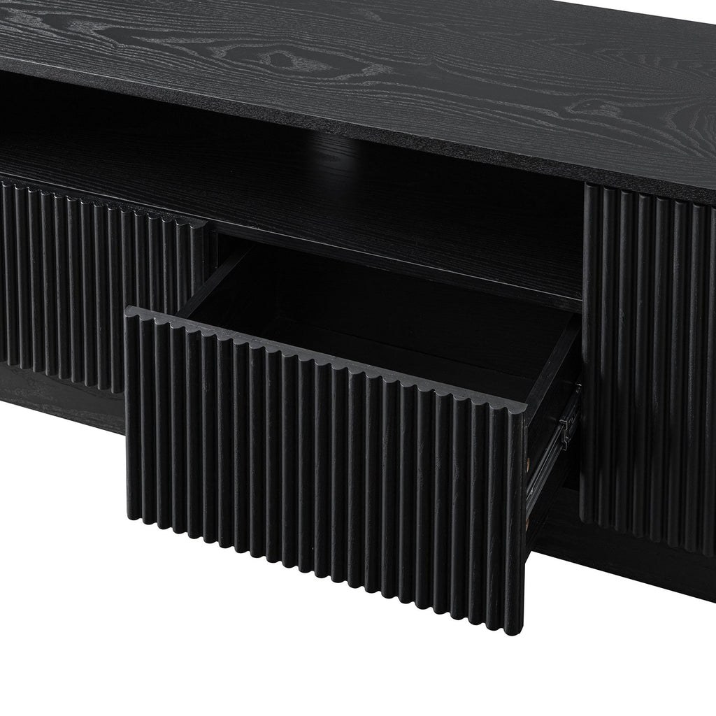 Maru 200cm Wide TV Unit with Drawers, Black